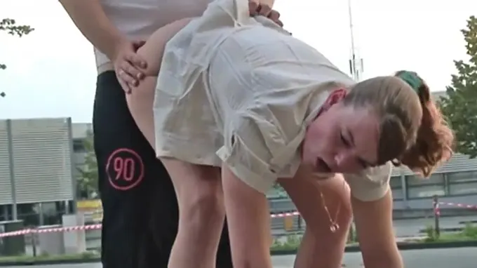 Teen beauty blows dick outdoors and bends over getting hammered