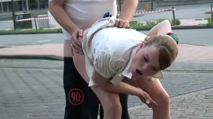 Teen beauty blows dick outdoors and bends over getting hammered