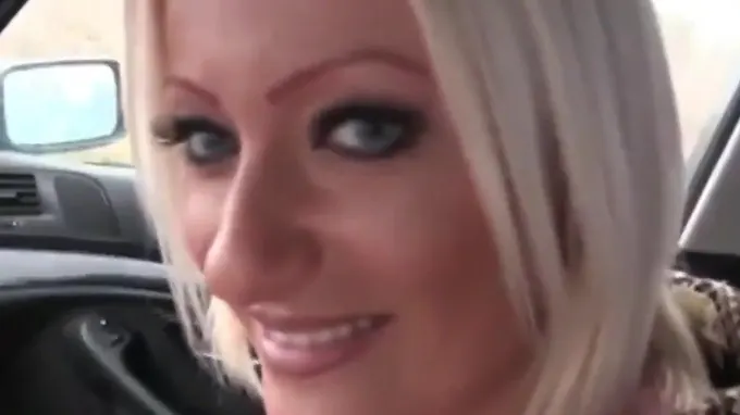 Horny and busty milf sucks cock in the car like a real professional