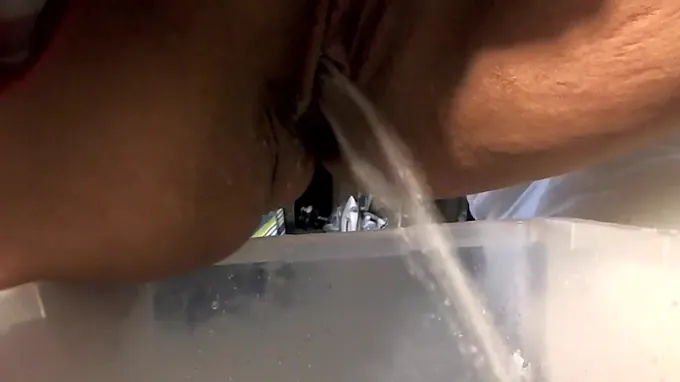 Teen brunette schoolgirl stretching her anal hole with a giant dildo