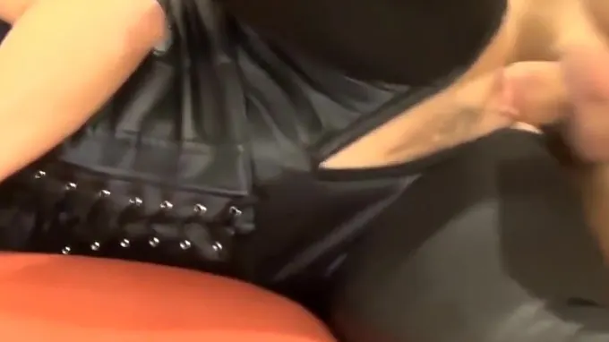 Horny milf with a hole in her leather pants getting hammered rough