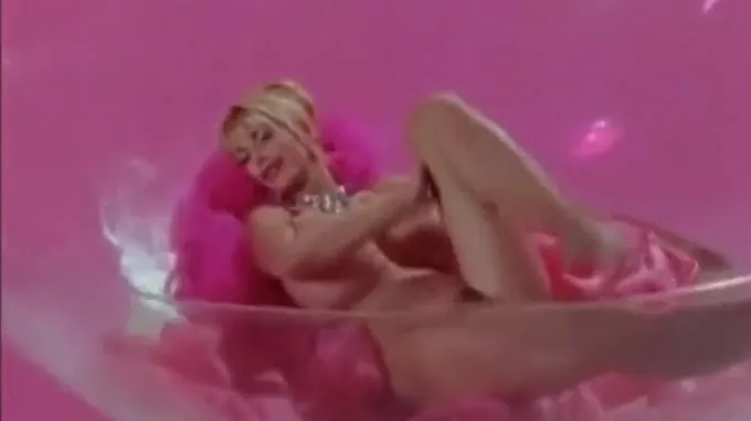 Pink retro porn video with a mature whore with her giant melons