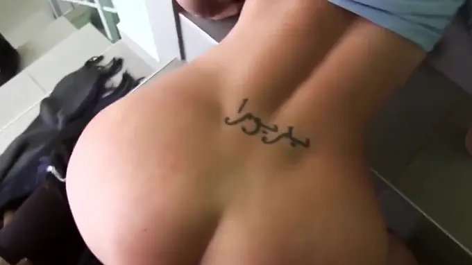 Hot babe gets laid down on the stairs for some hard core fucking