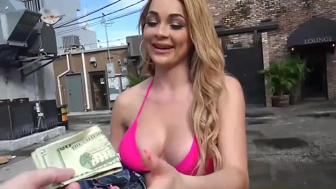 Busty brunette bombshell gets paid to get fucked hard core deep