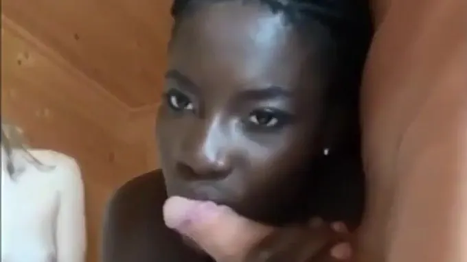 Two passionate babes are both sharing one massive donger in sauna