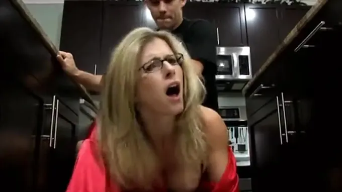 Horny stepmom gets slammed from behind on the kitchen table rough