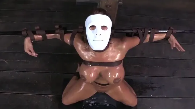 Nasty whore gets tight up and covered in oil about to get sexually abused