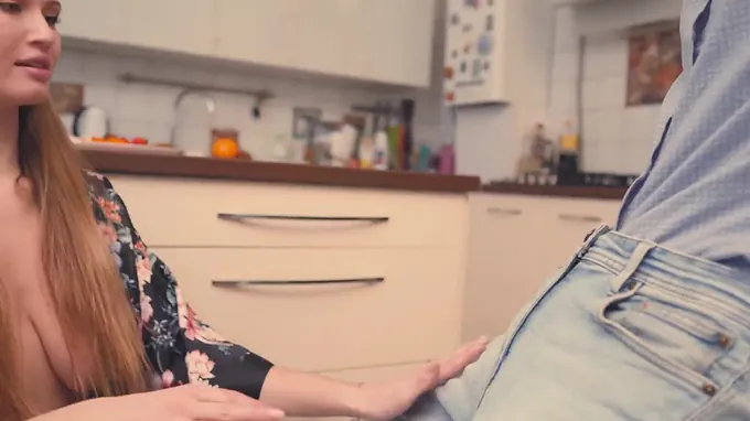 STEPSISTER PORKS WITH CHERRY STEPBROTHER ON A KITCHEN