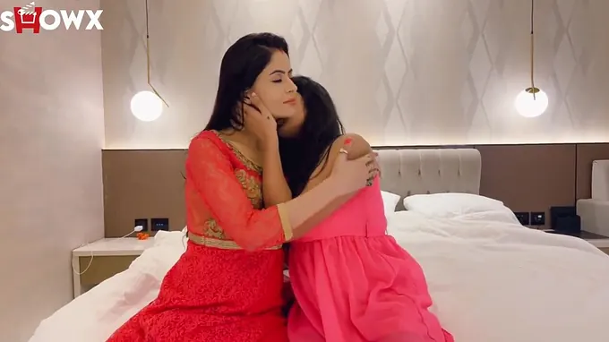 Watch this Indian beauty get her big tits and ass pounded by her hubby's friend while wearing lingerie