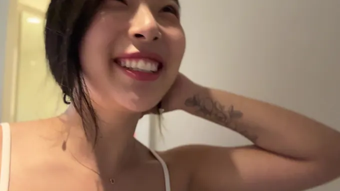 Elle Lee's Korean honeypot gets creampied in POINT OF VIEW interview with accidental internal ejaculation