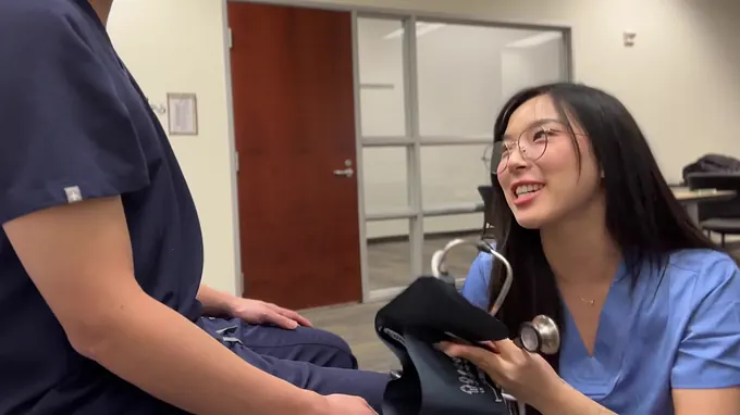 Elle Lee's naive Asian medical casting completes with a super-hot internal ejaculation