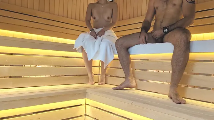 Sizzling Asian wifey caught cuckold & plowed rock-hard in sauna by stranger