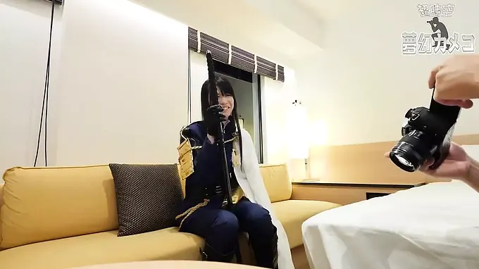 See Angel, the super hot Japanese bitch in costume play, take a POINT OF VIEW deep dicking in her taut vag