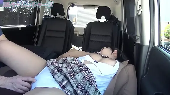 Io Hayami & Angel's super hot college uniform vags get steamy and strong in car