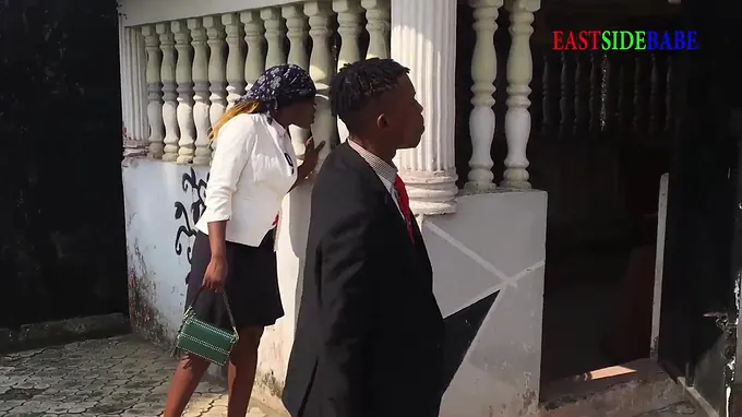 Dark-hued hoe gets boinked rock hard from behind in public church site