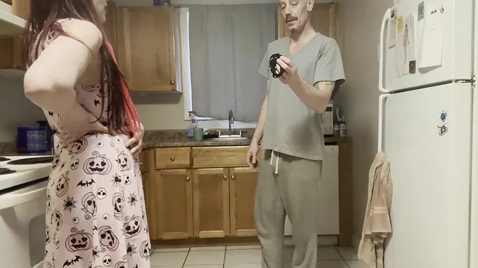 Stepmom caught out & disciplined by stepparent for late night swallowing & internal ejaculation activity