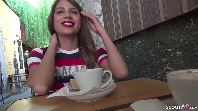 Baby Nicols gets her cock-squeezing vag opened up broad by a German scout's humungous man sausage in public