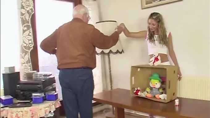 Rachel Evans gets her cock-squeezing youthfull vulva pulverized by her ultra-kinky granddad Mireck