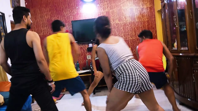 Desi girls share morning yoga experience and pummel each other with deep throat and deep dicking