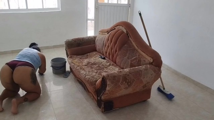 Adribella69 gets messy cleaning the house while super-hot damsel milks herself in POINT OF VIEW