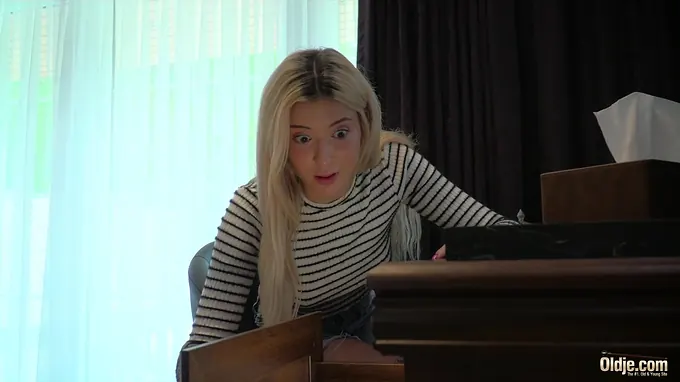 Kinky blonde babe inked up and pounded hard by an old man in motel