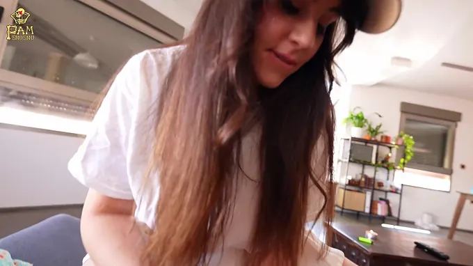 Pam's first time: Innocent talk, dirty talk & big tits action