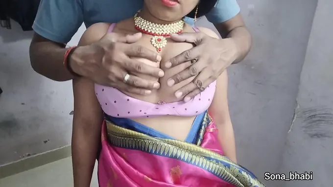 Sona_bhabi's Indian Desi Bhabhi Pound-out in Steamy Pink Silk Saree - Super-steamy Desi Act