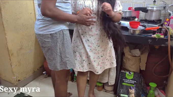 Indian stepmom Niks Indian gives you a new dress review with her taut cunny and large rump!