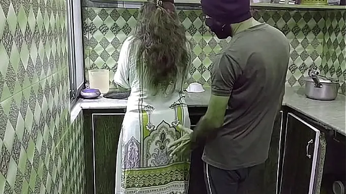 Rukhsana1 and Bhabhi get their Indian Desi Kitchen party on with a steamy massage and ass-clapping session