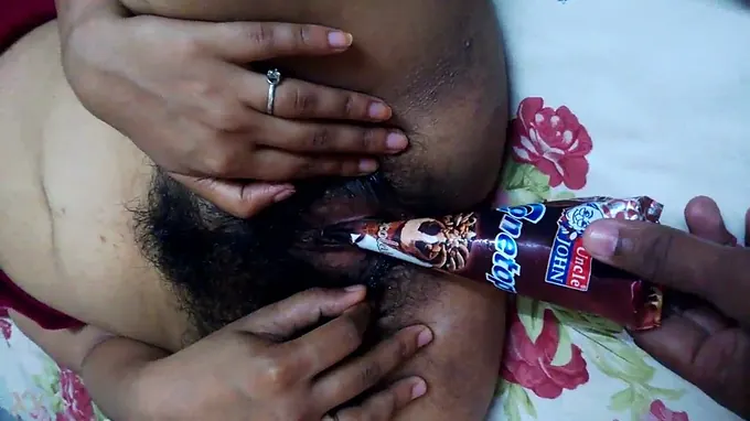 Mumba from Mumbai, a hairy chick, helps boyfriend with a sticky creampie