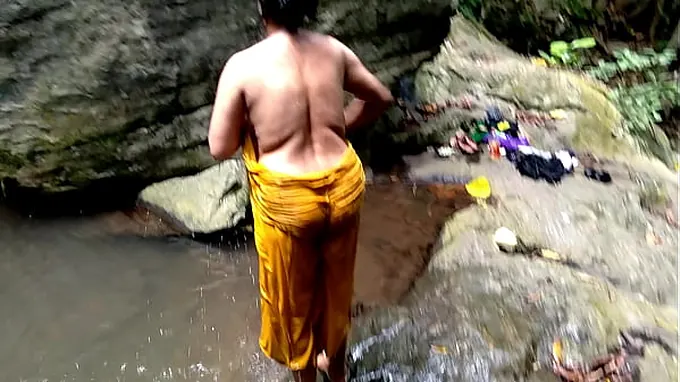 Dark-hued Schlong & Surwana Kumari get their phat boobies and donk boinked in public while bathing in a pond in the forest