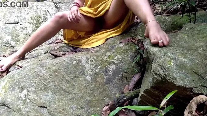 Dark-hued Schlong & Surwana Kumari get their phat boobies and donk boinked in public while bathing in a pond in the forest