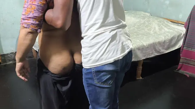 Step-Aunty and I share a hug in the building - Indian Desi Step-Sibling Sex