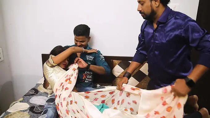 Desi Aunty gets her tight pussy drilled hard by her stepbrother & his hard-core threesome