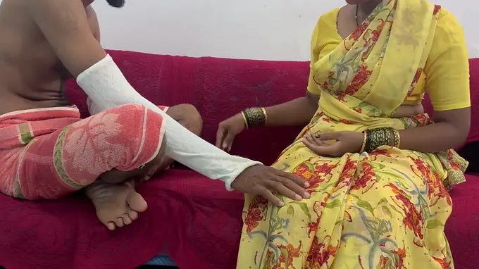 Dirty talking Indian Aunty gets her pussy drilled by a huge man rod