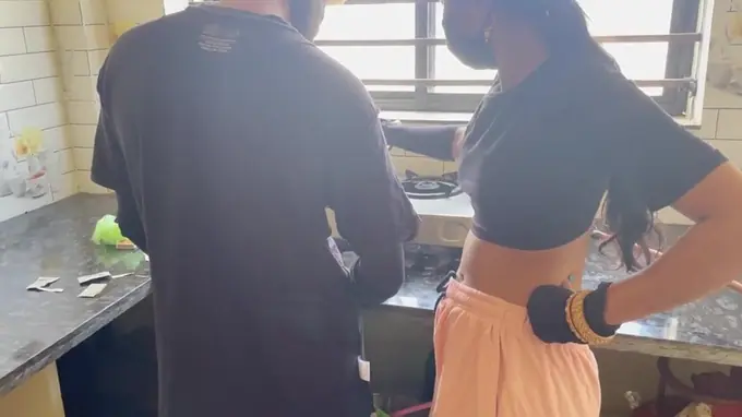 Watch Asrita, a young Indian bhabhi, get her creamy pussy pounded by her spouse in the kitchen