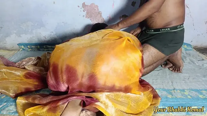 Your Bhabhi Komal gets a slippery rubdown & a deep pussy massage from her hubby's bro