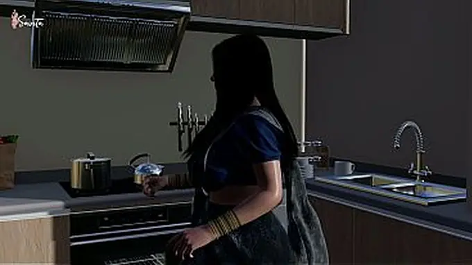 Watch Nasty Devar's massive dildo destroy Desi Savita Bhabhi's pussy in a wild threesome