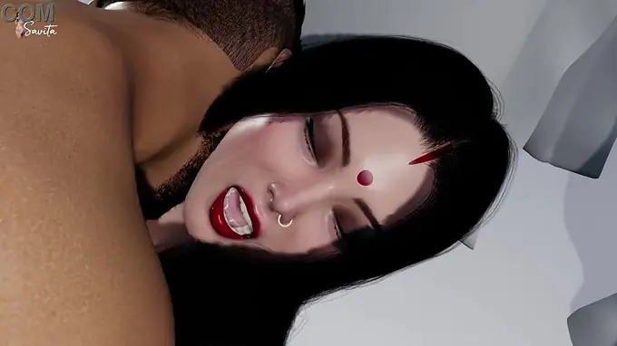 Watch Nasty Devar's massive dildo destroy Desi Savita Bhabhi's pussy in a wild threesome