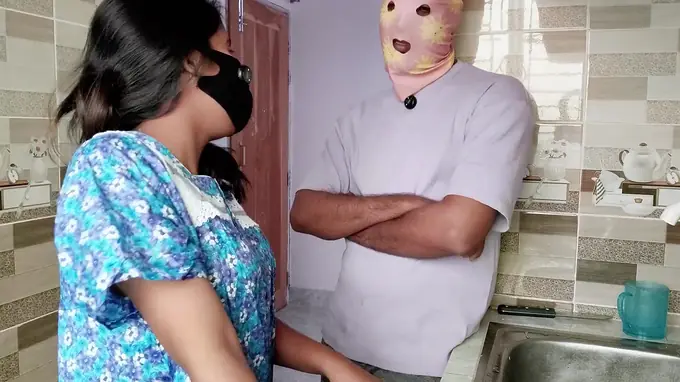 Betty69 & Desiboy67's homemade threesome with a hot housewife in the kitchen