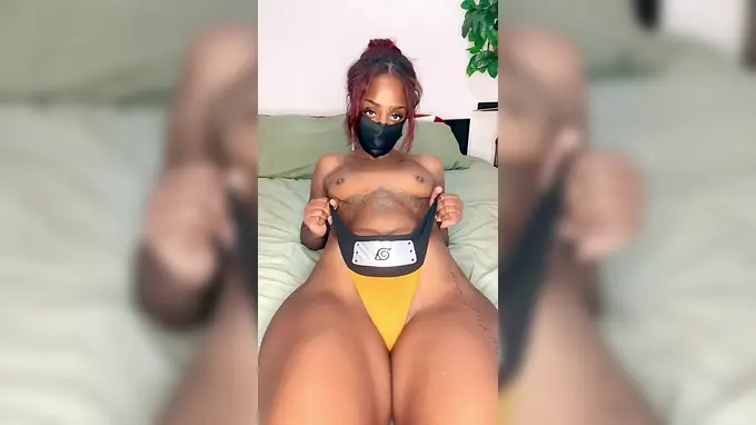 Naruto's costume plays a role in explosive solo orgasm with small tits & pussy fingering in HD
