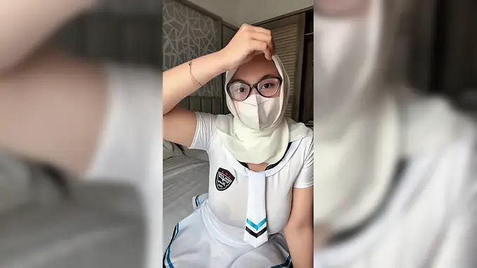 Hot Malay Dames Cosplay in a Sexy Sailor Uniform & Teases with Her Big Natural Tits
