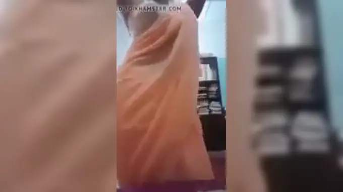 Indian girl with massive tits undresses saree in a wild solo session