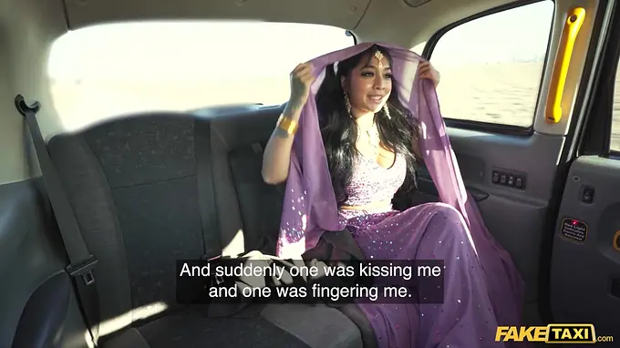 Yasmina Khan, a nurse in a fake taxi, gets her smooth-shaven puss screwed with a large jism-pump